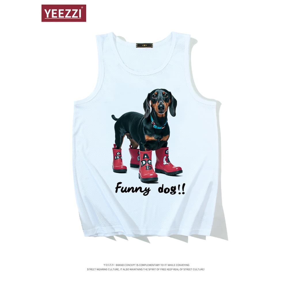 Cão engraçado bonito cão gelo seda impressão de secagem rápida influenciador colete esportes Fitness viagem Wear bonito
