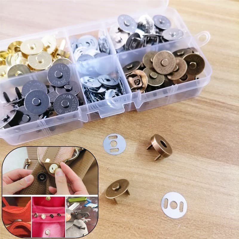 Botões magnéticos de 14mm e 18mm em 5 cores, fechos magnéticos, botões de pressão para costura artesanal, carteiras, bol