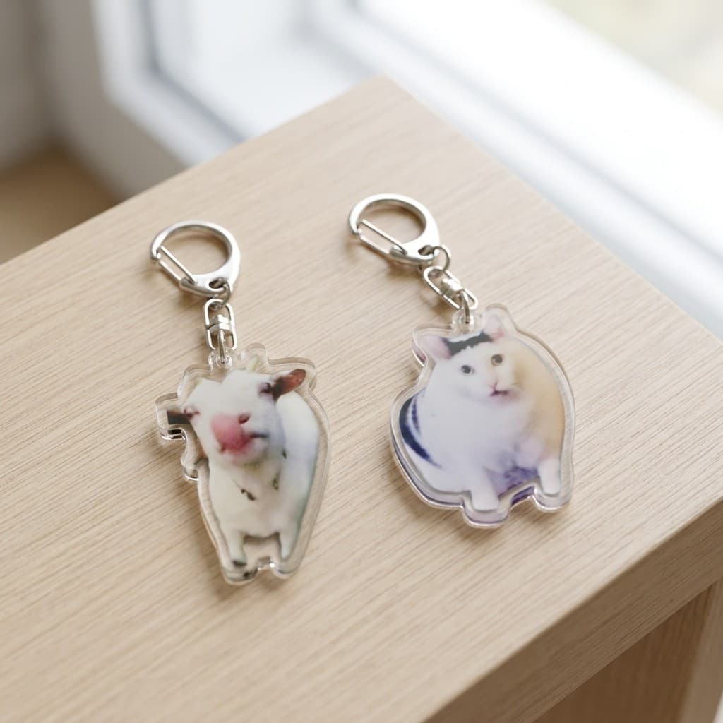 Línguas Acrílicas Para Fora Gato Chaveiro Engraçado Meme Pingente 5cm Saco Charme Presente