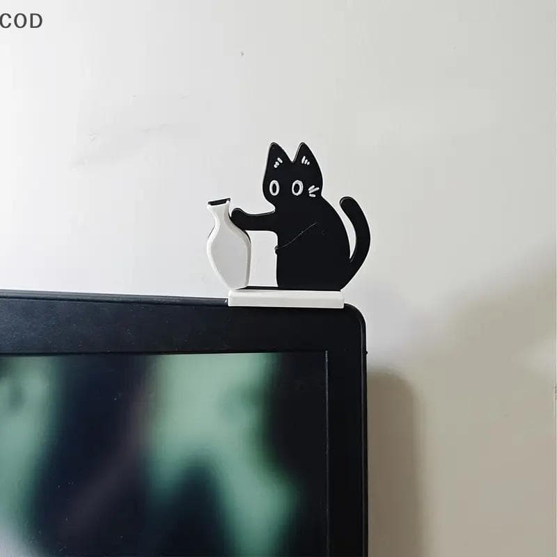 [QYA] Bla Cat Empurrando Vaso Decoração Gato Bigode Coleção & Memorial Caixa Ímã De Geladeira De Escritório Em Casa Pres