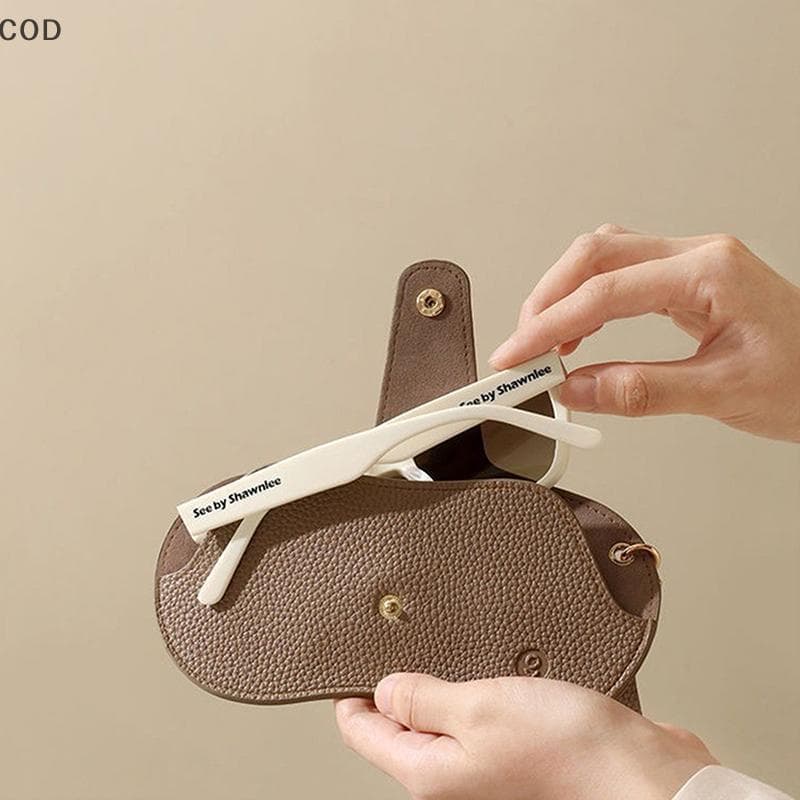 [QYA] Bolsa De Óculos De Couro PU Com Padrão De Lichia Macia , Estojo Retrô Para Sol , Armação Portátil , Simples , Arma