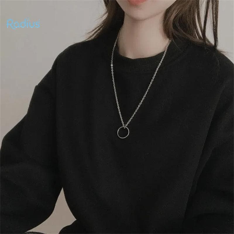 Radius Moda Anel Pingente Nelace Metal Prata Cor Casal Corrente Nelaces Das Mulheres Dos Homens Hip Hop Jóias Presente N