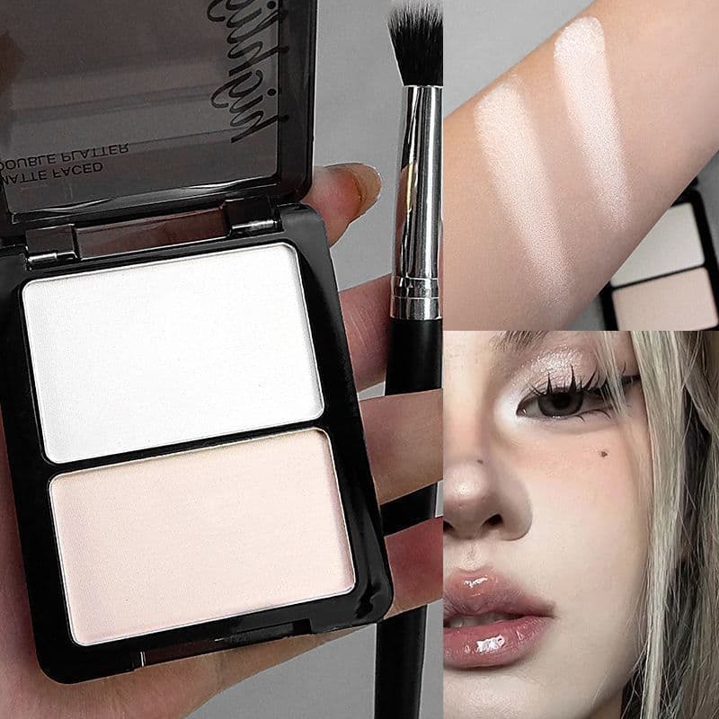 Xiaoyu Haitang recomenda uma paleta de iluminador e contorno de duas cores, pó matte, iluminador facial, sombra para o n