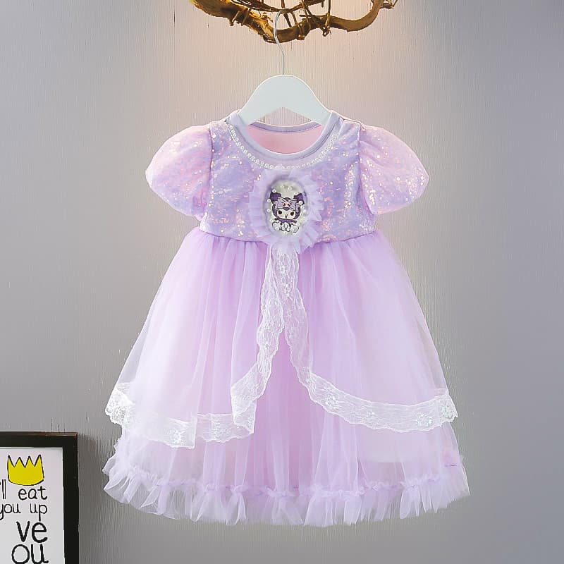 Crianças roupas infantis meninas vestido de verão 2024 roupas de verão bebê estilo ocidental Kuromi vestido de princesa
