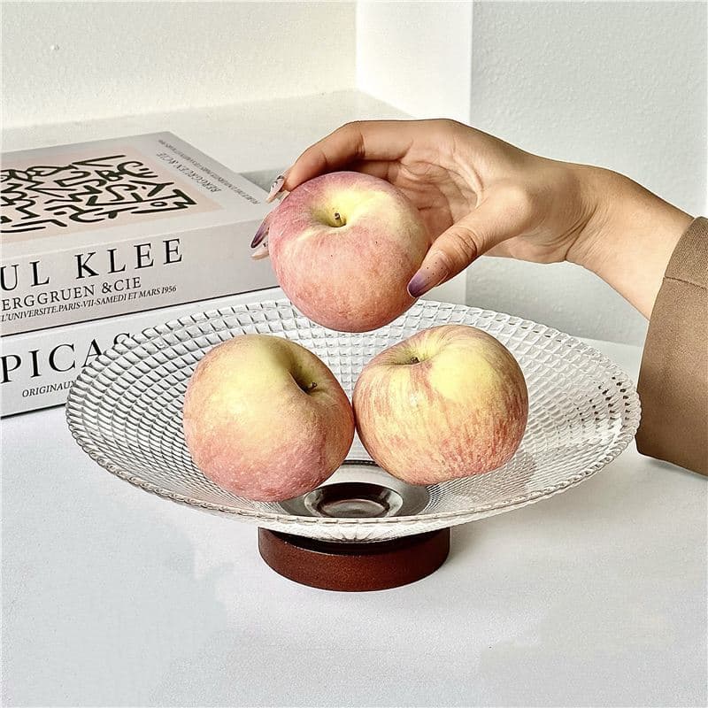 Criativo simples placa de frutas vidro cristal transparente moderno casa sala estar mesa café lanches prato frutas secas
