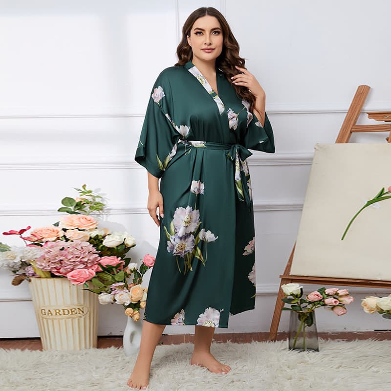 Pijamas plus size, novos pijamas de cetim para mulheres, robe de seda gelada de luxo leve para o verão, roupão, roupa de