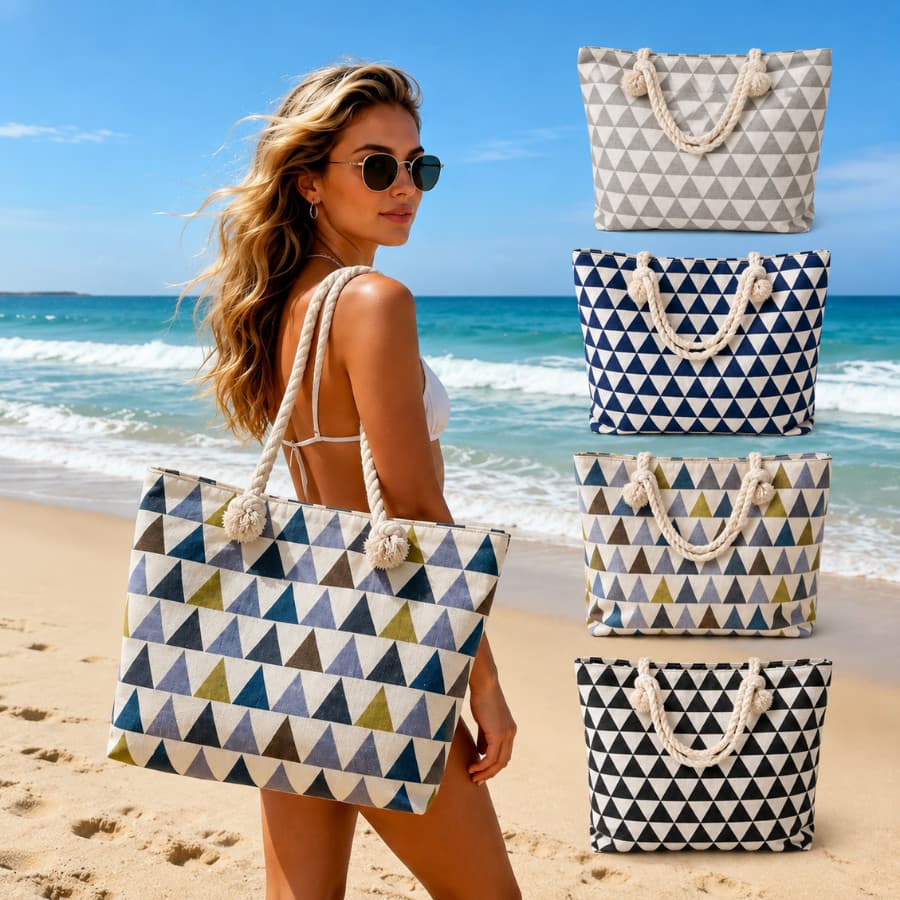 Bolsa Elegante Feminina Grande de Praia com Alça de Corda Resistente