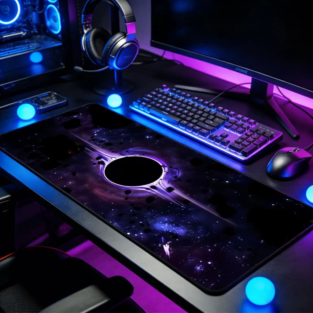 Mouse Pad Grande Espaço De Impressão Nebulosa Lua Cheia Base Antiderrapante De Alta Precisão Para PC E Notebook