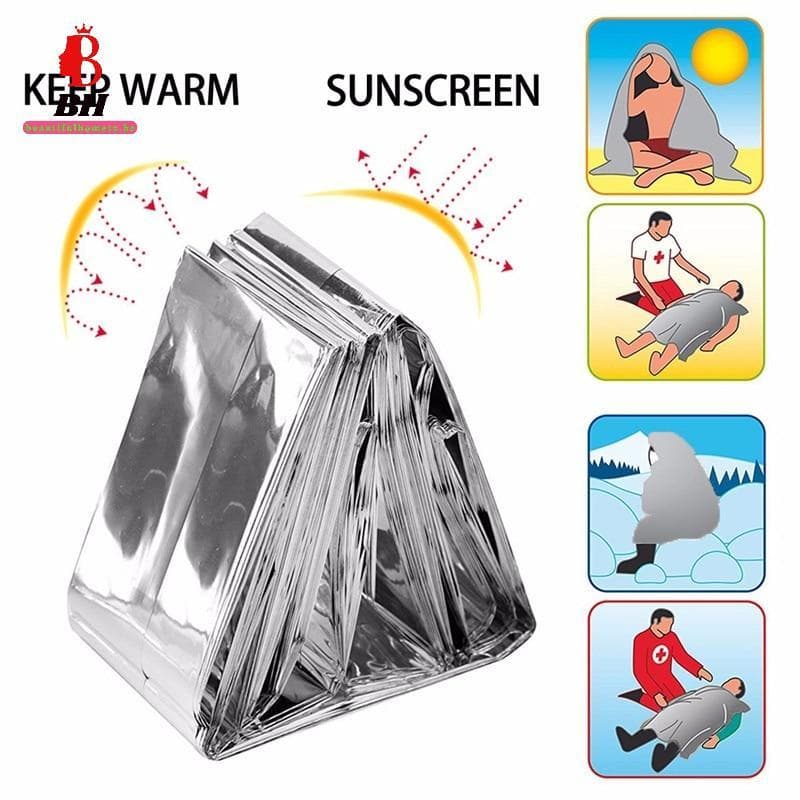 BH-TOY Cesta De Emergência Dobrável 210cm * 130cm Prata/Ouro Abrigo De Resgate De Sobrevivência Acampamento Ao Ar Livre