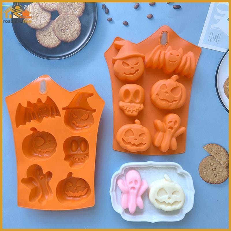 6 Mesmo Morcego Fantasma De Abóbora E Outras Formas Molde De Silicone De Chocolate De Halloween Para Assar Bolo 540