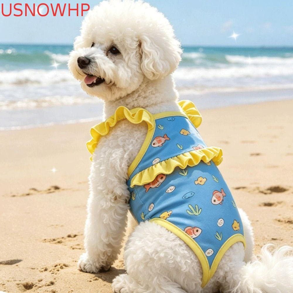 Colete de Biquíni para Cães USNOWHP, Roupa de Banho Elástica Confortável, Respirável e Macia com Estampa de Desenho Anim
