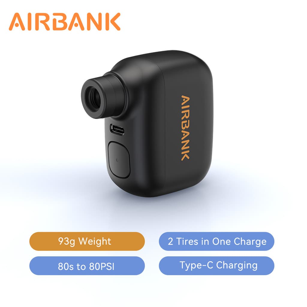 AIRBANK AS100 Mini Bomba De Bicicleta Portátil Recarregável Inflador De Ar 100PSI Tipo-C Acessórios Para Pneus Schrader