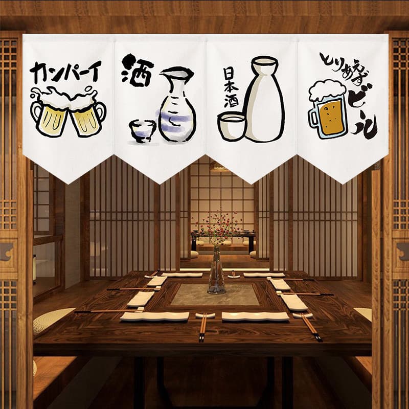 ((Velcro) Nome do prato estilo japonês Cortina pequena Decoração da porta do restaurante Bandeira suspensa Cortina de fl
