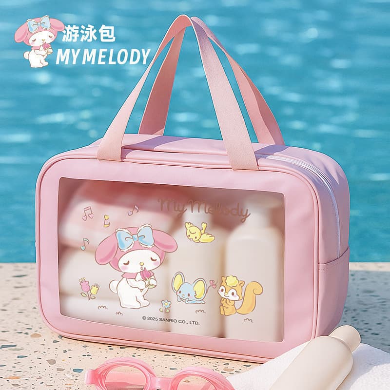 Bolsa Lavagem PVC Transparente Estampa Desenho Animado Grande Capacidade Cosméticos