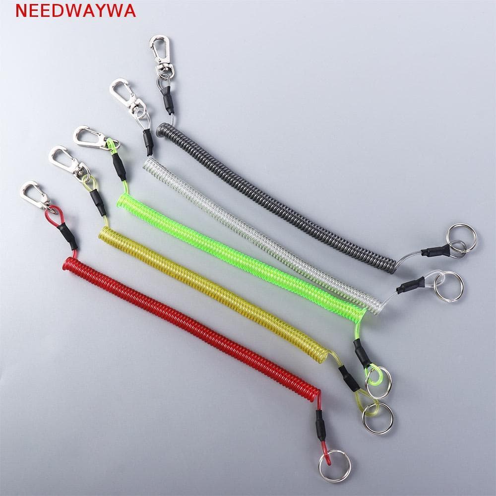 NEEDWAYWA Cordão Enrolado Em Espiral Para Chave Externa Corda De Transporte De Segurança Fecho Chaveiro Gancho De Mola C