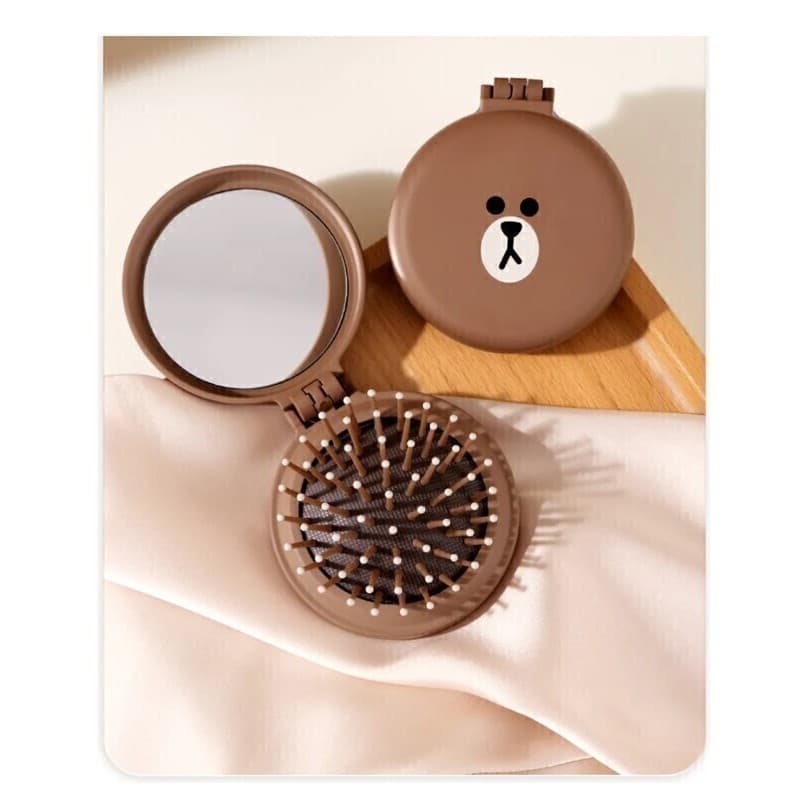 Mini Folding Hair Brush with Mirror - Portable and Perfect for Purse