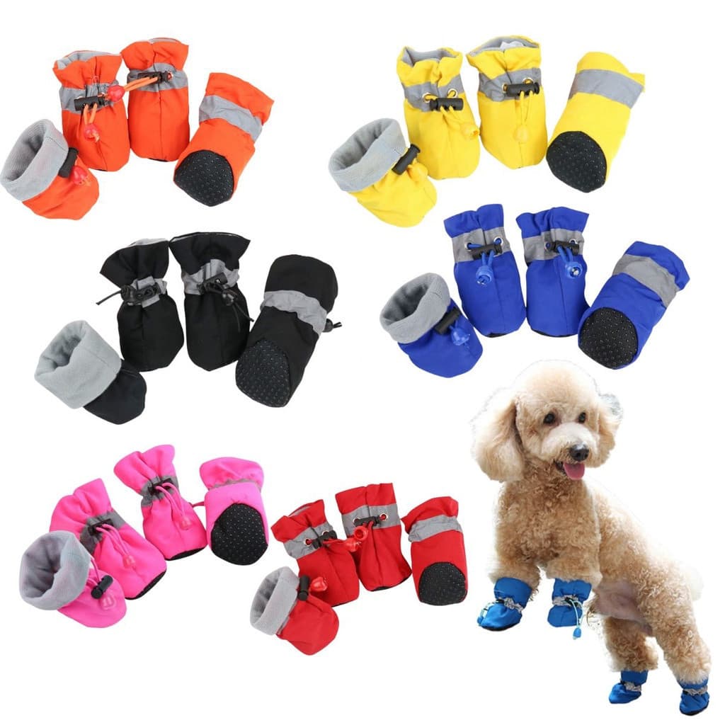 Kit 4 Bota de Tecido Protetora de Patas Patinha Botinha Antiderrapante Sapatinho Impermeável Para Cão Cachorro Pet