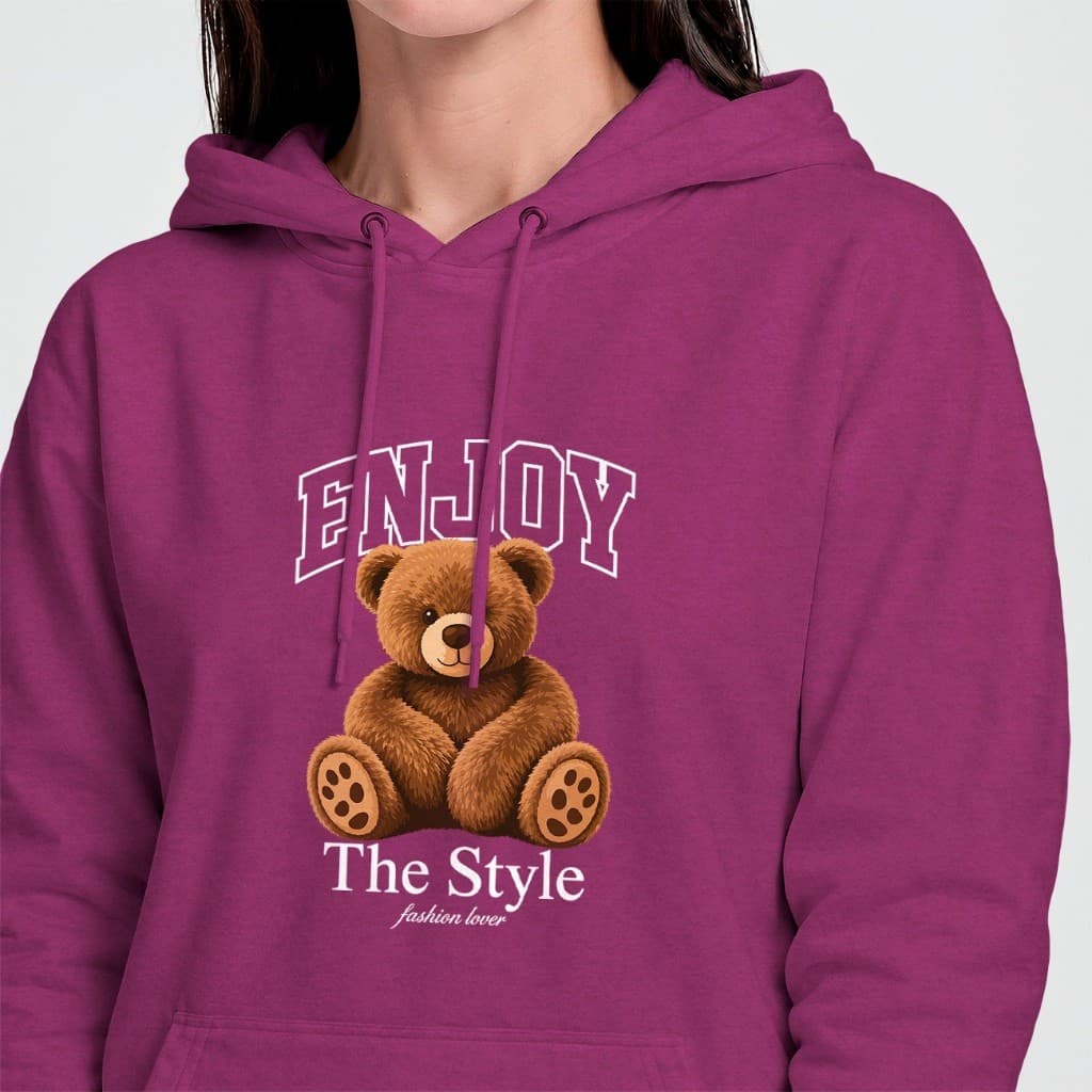 Moletom Canguru Blusa de Frio Estampa DTF Urso ENJOY Vários Tamanhos