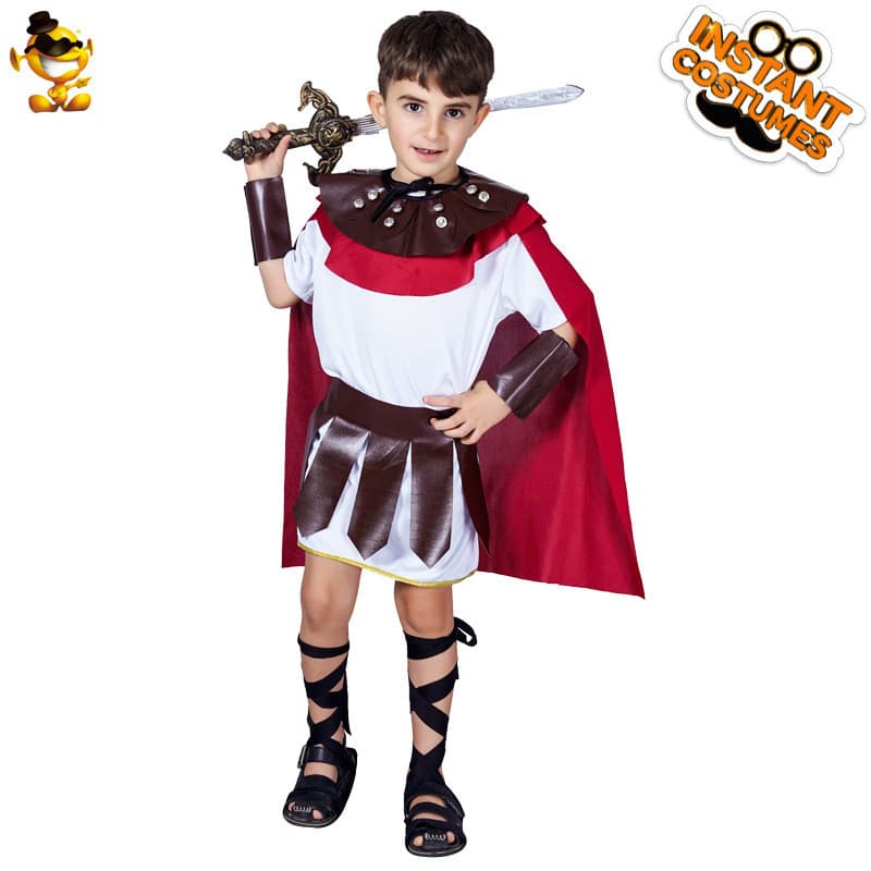 Fantasia de Halloween Samurai romano infantil, fantasia de festa de guerreiro romano para meninos