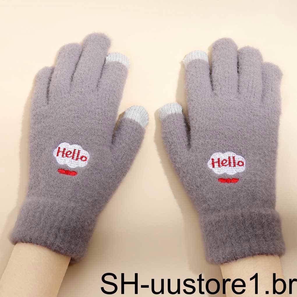 Luvas Femininas Luva De Malha Pele Amigável Quente Bonito Meninas Elástico Touchscreen Senhora Cinco Dedos