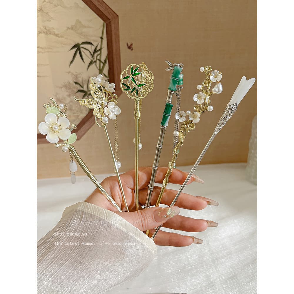 High-End borla hairpin feminino novo estilo chinês hairpin antigo hairpin Hanfu cocar cavalo rosto saia traje antigo pas