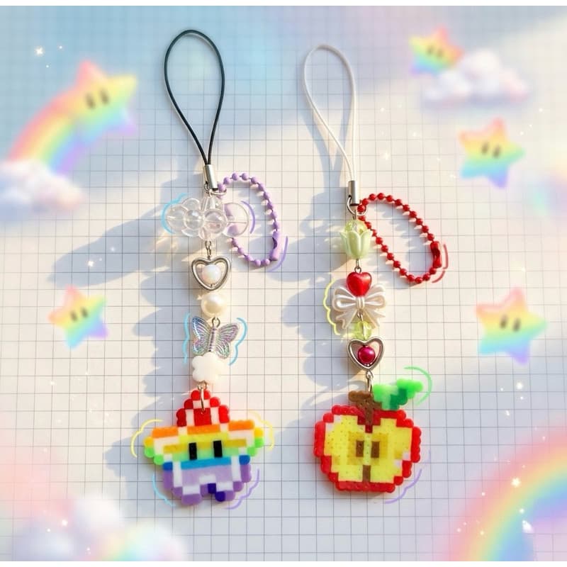Chaveiros Variados Pixel Art Y2k Phone Charm Celular coquette Gyaru core cacareco girl trinket kawaii