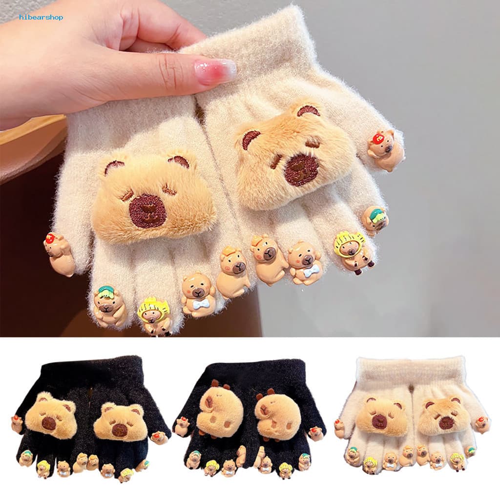 Winter Claw Gloves Role-play Prop Adorable Plush Capybara for Kids Soft Warm 3d Doll for Cold Weather Outdoors Perfect f