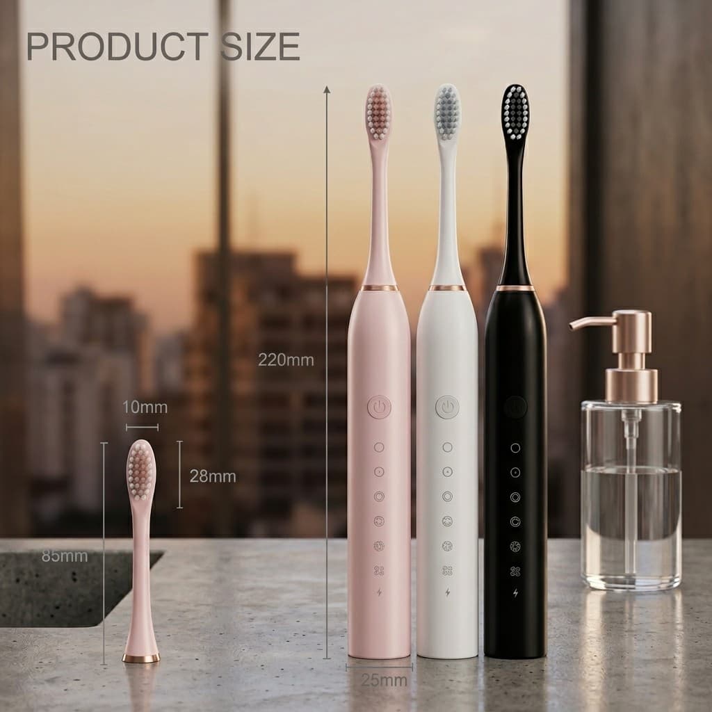 Escova Dental Elétrica Sonic IPX7 Recarregável USB Limpeza Profunda Escova De Dentes Elétrica Com 4 Refis