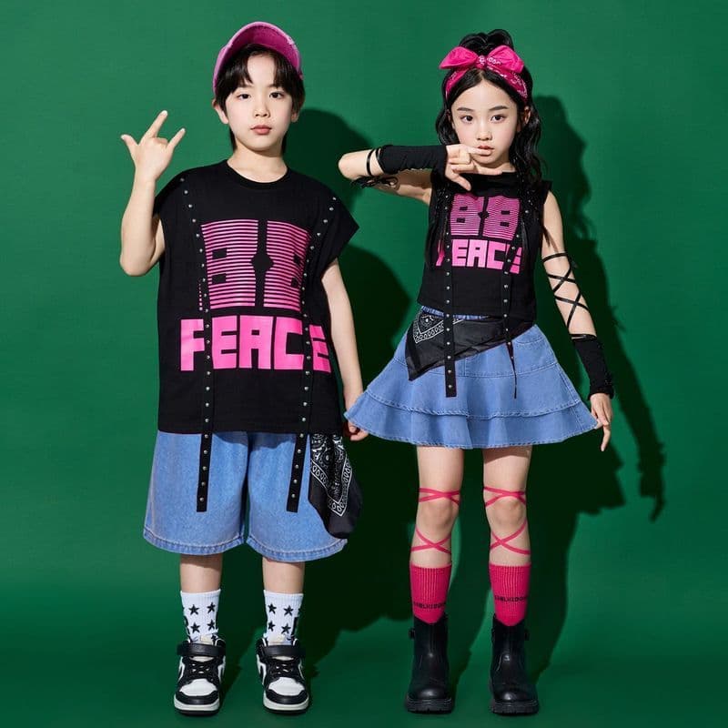 Crianças crianças dopamina trajes de dança de rua pequenos jogos trajes crianças Hip-Hop ternos meninas Jazz dança na mo