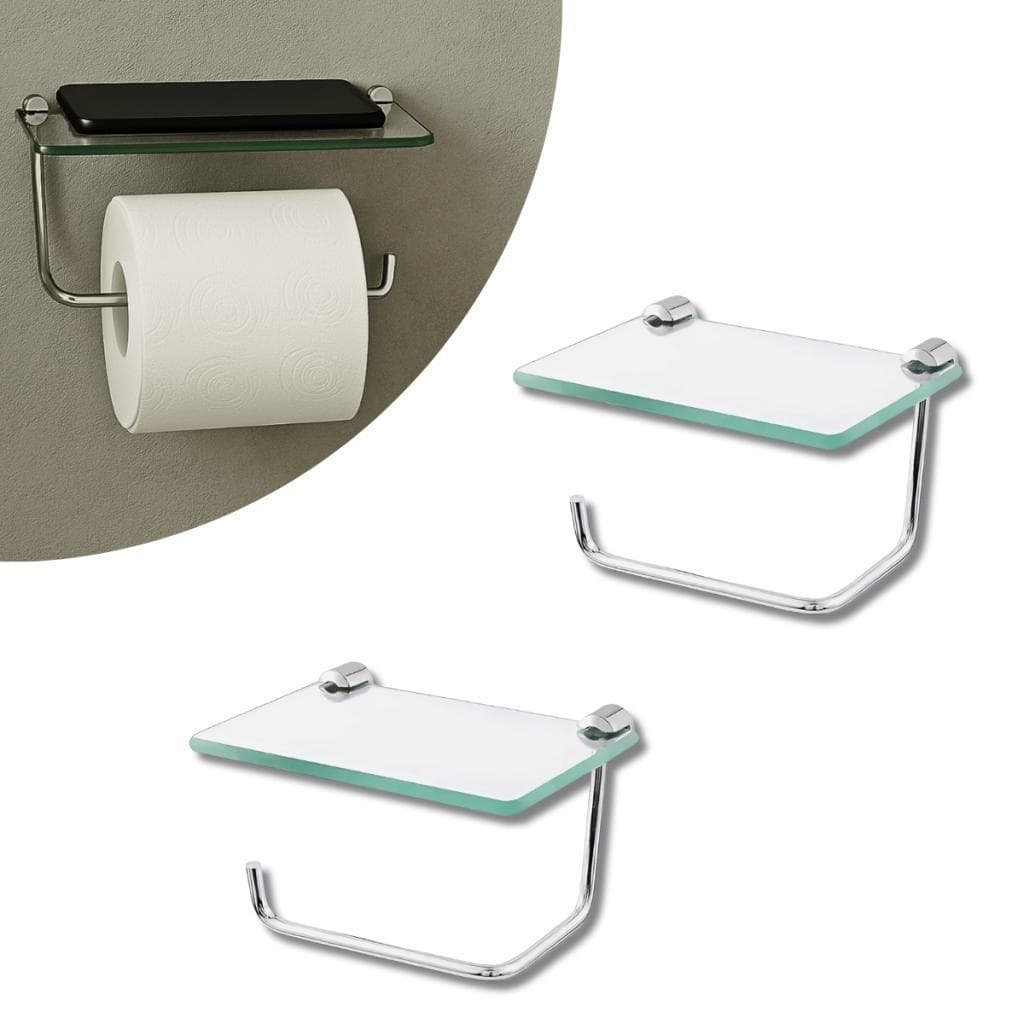 Papeleira Porta Celular Cromada Kit Com 2 Unidades Para Banheiro Lavabo E Suíte