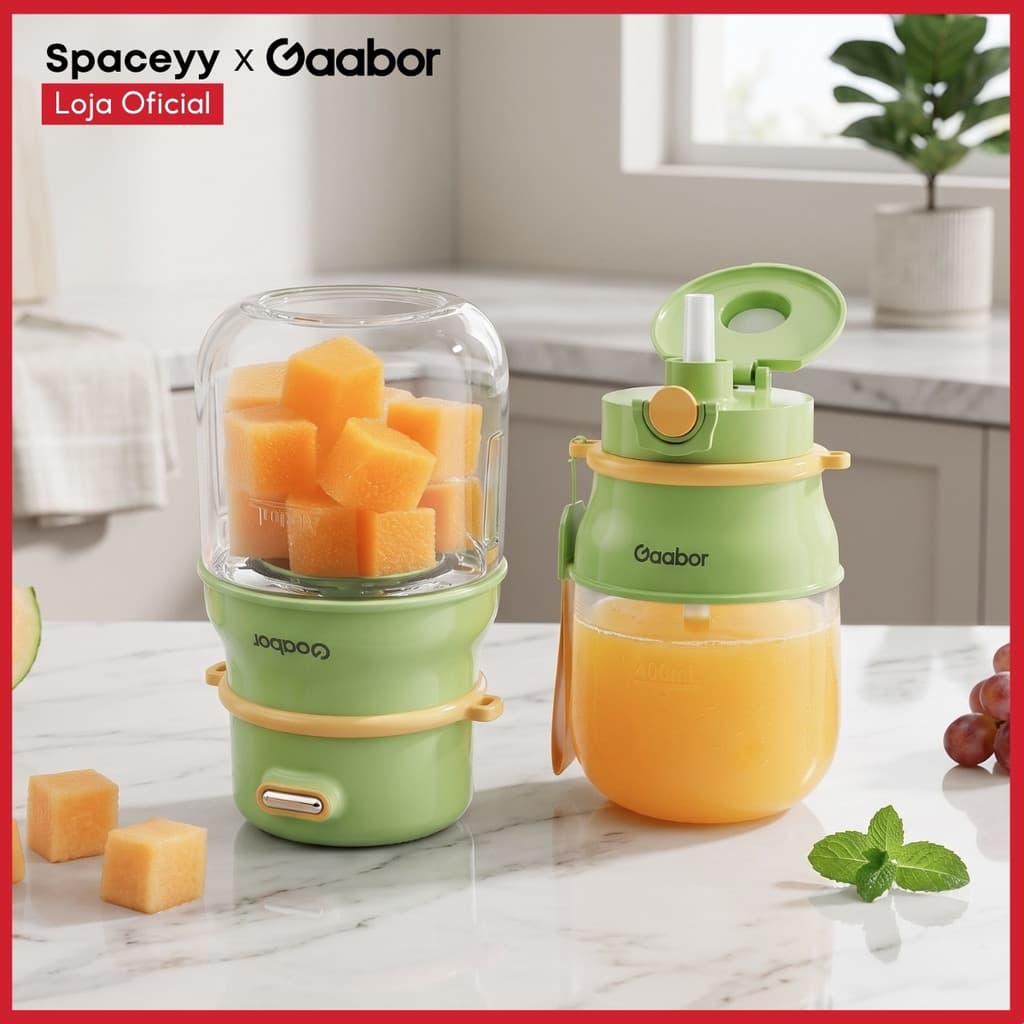 Gaabor Liquidificador e Copo Portátil 2 em 1 1000ml - 720ml JM-M01A