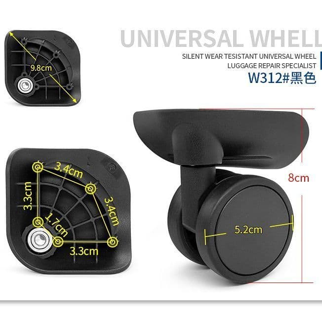 Rodas de mala com rodízio universal, reparo de rodas de mala com alça extensível, rodas para malas de viagem, malas com
