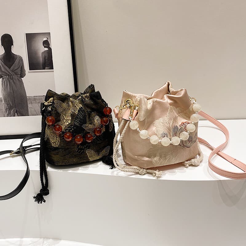 Bolsa de Ombro Transversal Feminina Estilo Retrô Novo Chinês, Bolsa Tiracolo Estilo, Bolsa Saco de Mão, Bolsa Ver