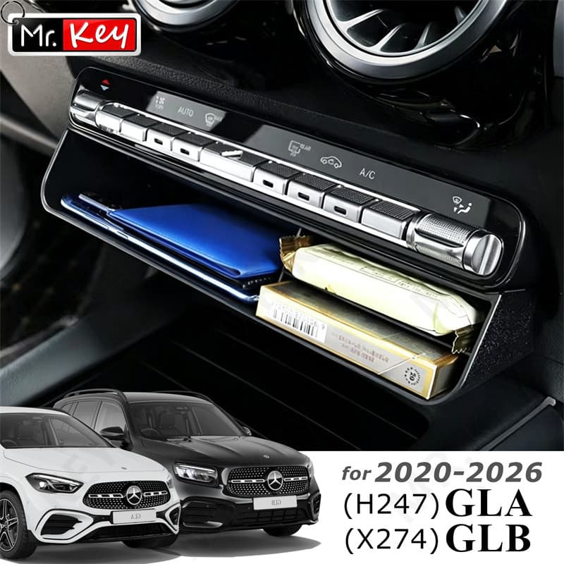 [Mr.Key] Caixa De Armazenamento De Controle Ca Para Mercedes Benz GLA GLB Bandeja De Painel Organizador De Slot Celular