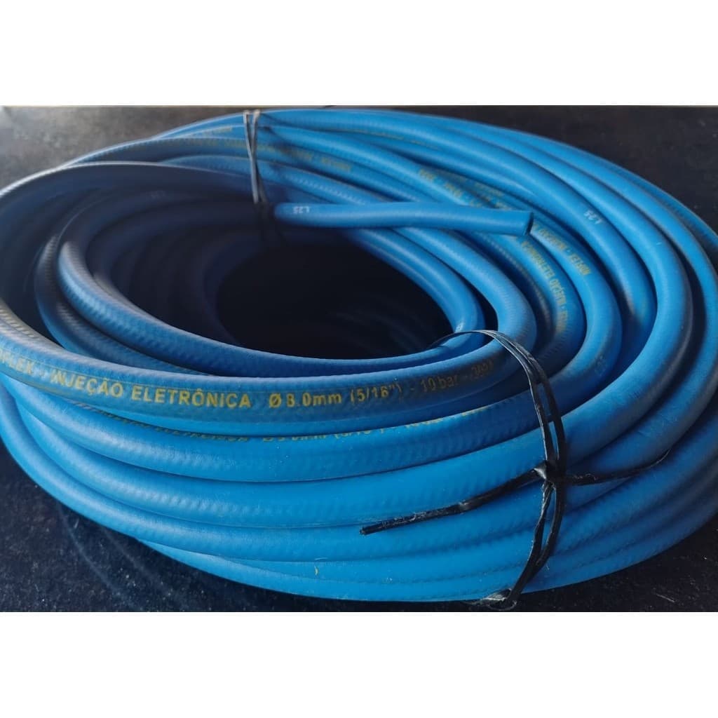 Mangueira Combustível Injeção Eletrônica 8mm NDFLEX 10 Bar Azul EFI TBI EFM Gasolina Etanol Diesel