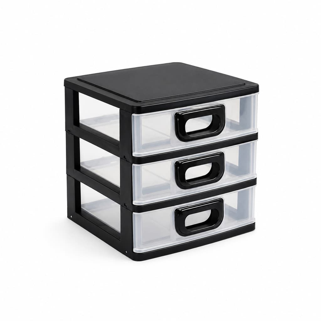 Gaveteiro Organizador De Mesa - Acessórios Brincos Maquiagem Remédio Medicamento Linhas Costura-3 Gavetas