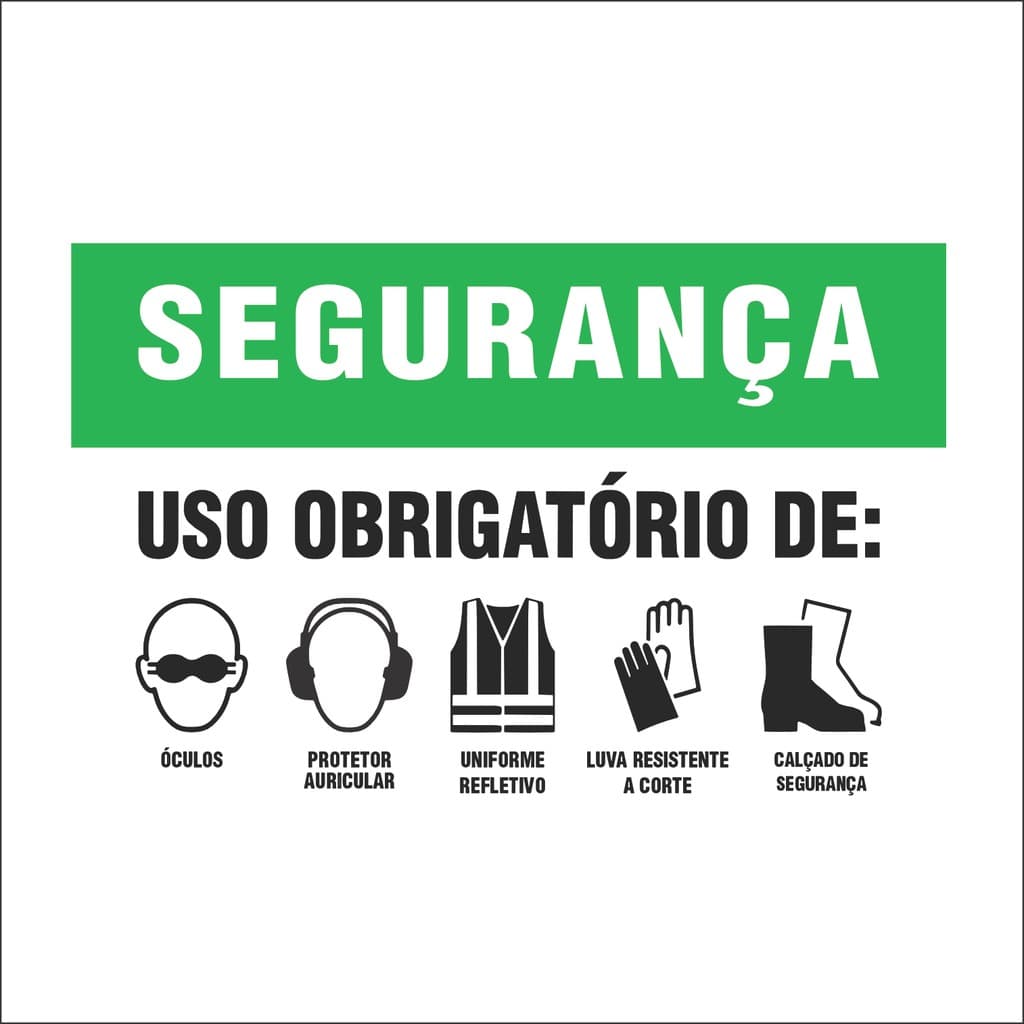 Placa Uso Obrigatório de EPI 20x30cm PS | Seg do Trabalho