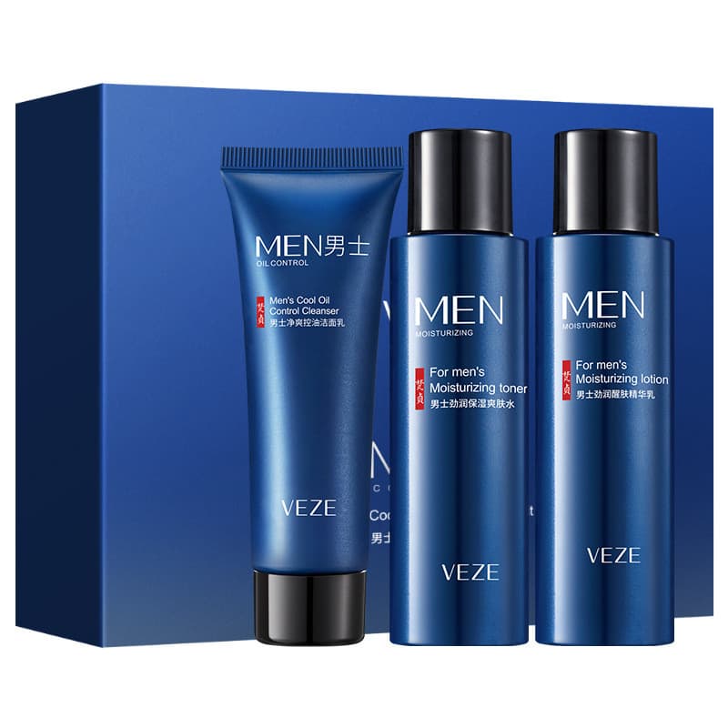 Limpador facial masculino, limpeza profunda, hidratante, loção Toner, creme facial, conjunto de limpeza facial