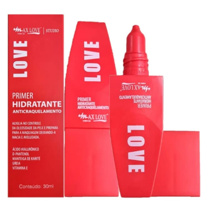 Primer Hidratante Facial Max Love Anticraquelamento 30ml Preparador de Pele Pré Make Prolonga Maquiagem Pele Seca