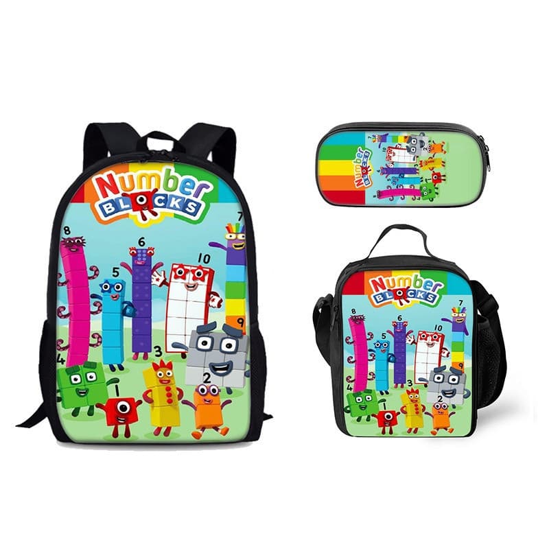 Mochila com tema de jogos e blocos de números, mochila escolar com blocos de números, mochila escolar para estudantes, m