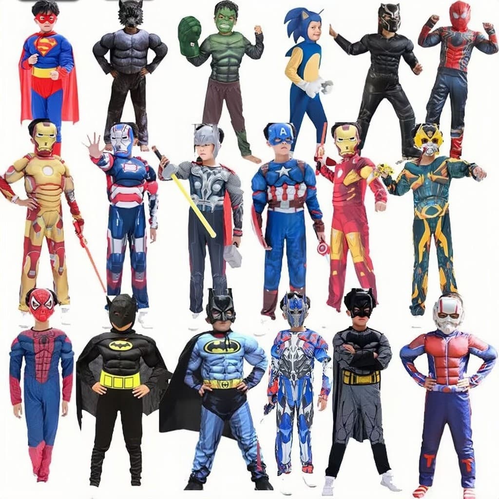 Halloween cos traje homem de ferro Hulk capitão américa Optimus Prime i aranha homem de ferro traje infantil