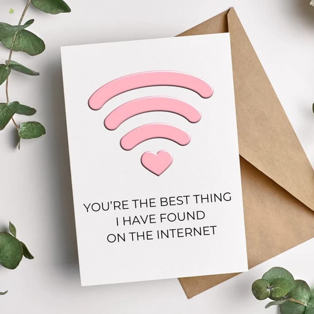 Cartão Romântico De Dia Dos Namorados Com Padrão WiFi-Acabamento Elegante Para Decoração De Sala De Aula
