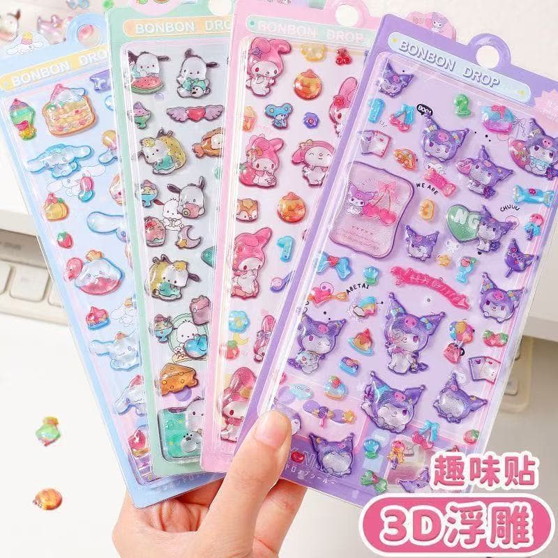 Novo Sanrio 3d tridimensional dos desenhos animados em relevo adesivos decoração das crianças adesivos sólidos do telefo