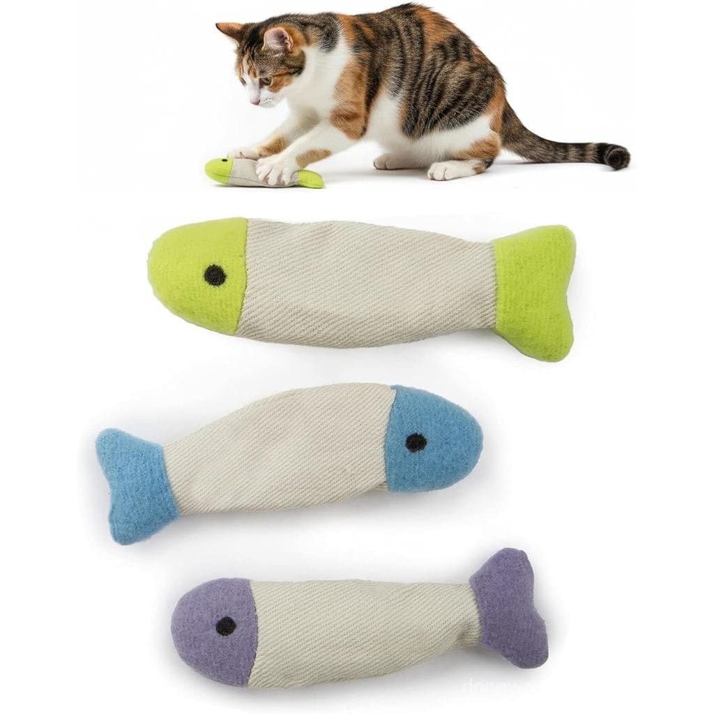 SmartyKat (3 unidades) Brinquedos para Gatos Fish Flop Crinkle com Catnip - Multicoloridos, 3 unidades