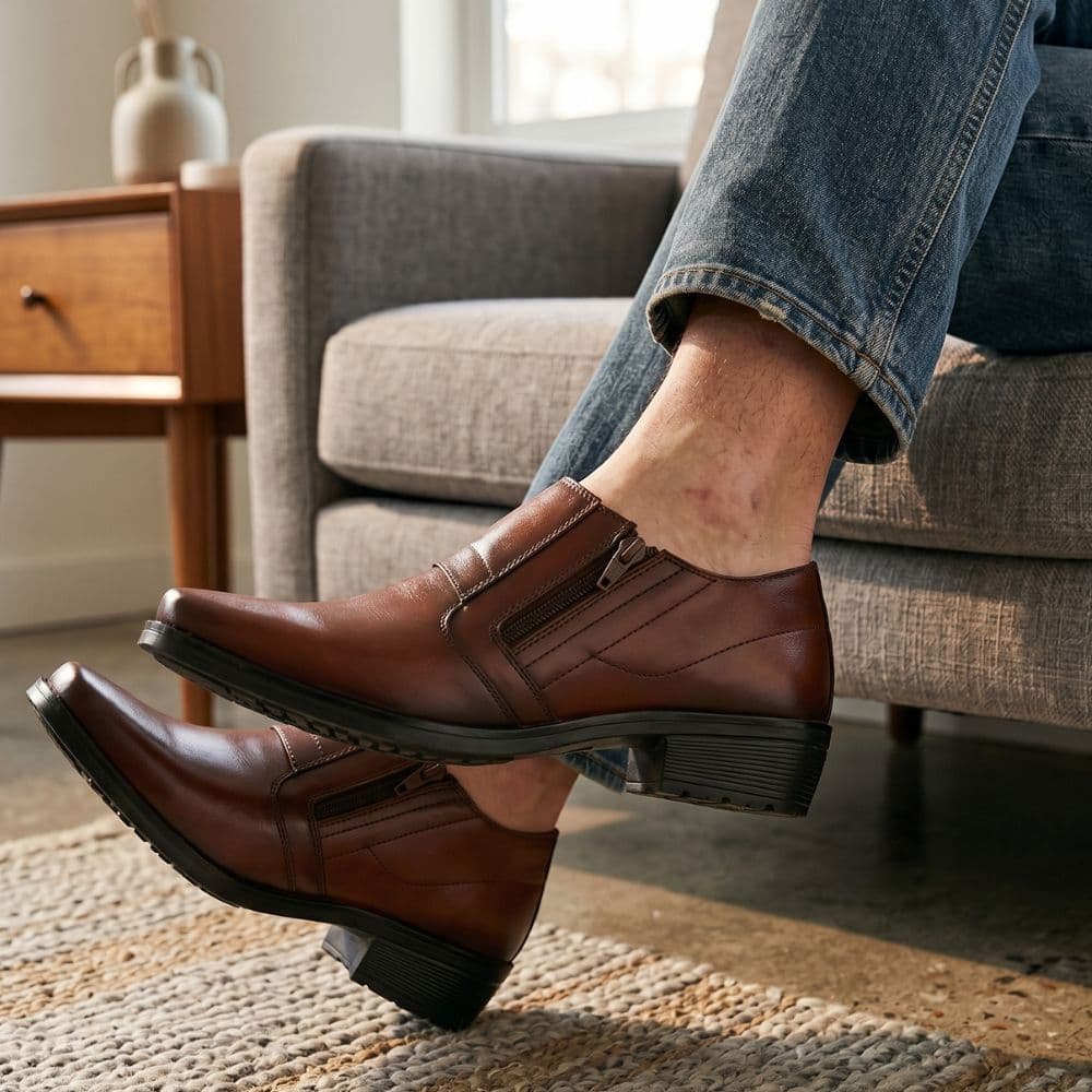Bota masculina social casual com zíper confortável
