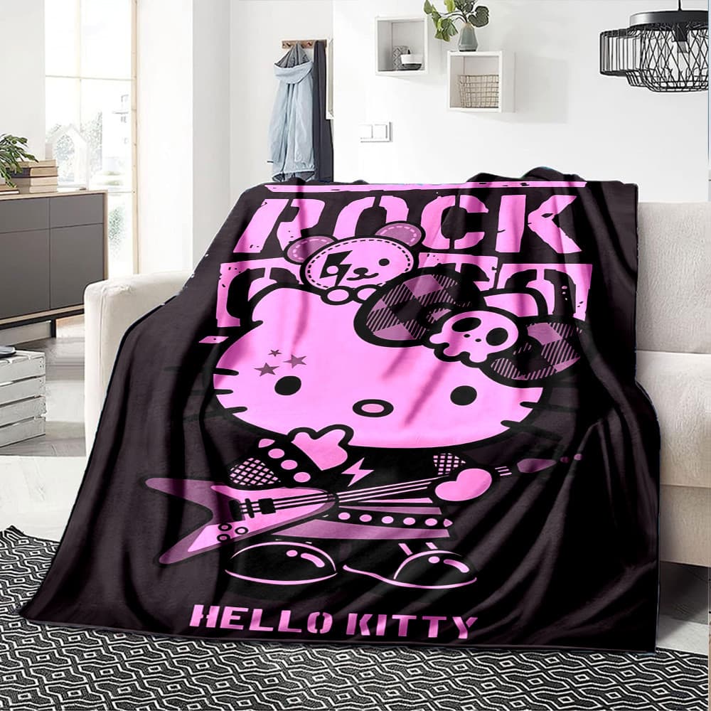 Cobertor Estampado Sanrio hello Kitty Para Decoração De Casa Quarto , Sala De Estar , Sofá-Cama , De Flanela Macia