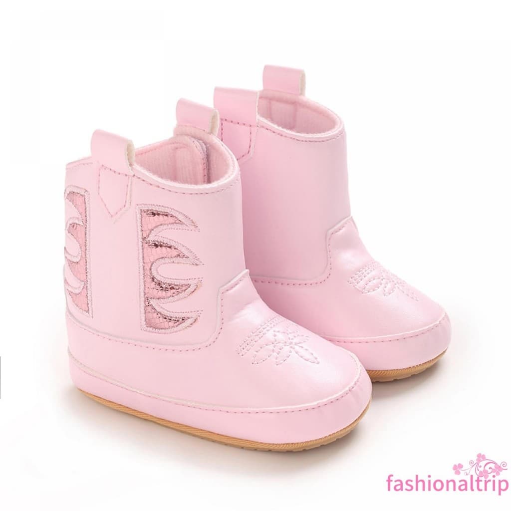 [FaSh] Sapatos Bordados De Cano Alto Para Bebês , Botas De Primeira Caminhada Meninas , Meninos , Inverno