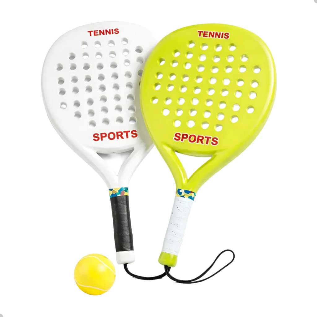 Kit Raquetes de Praia Frescobol com Bolinha Beach Tennis Infantil e Adulto 39cm