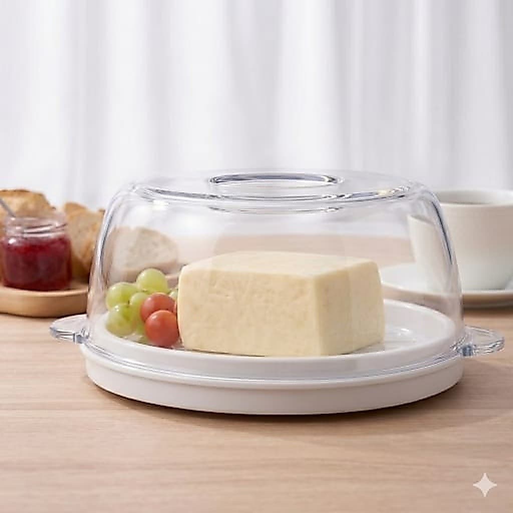 Queijeira de acrilico  Com Tampa transparente Porta Queijo- protege e organiza sua cozinha