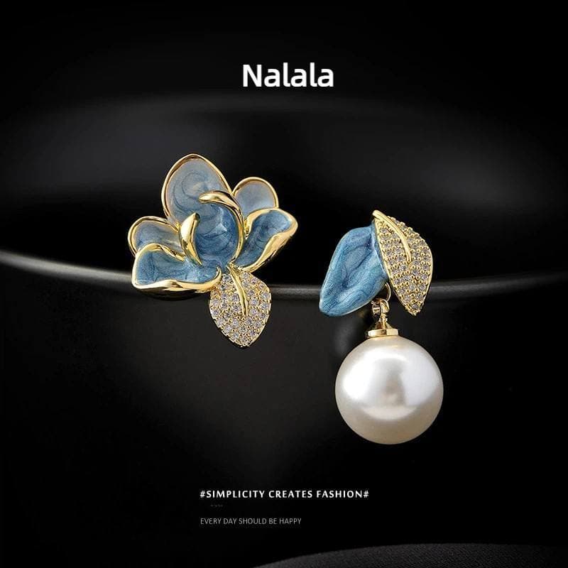 Novo Estilo Assimétrico Gota Esmalte Brincos Para Nicho Feminino high-end micro-Incrustado Folha earri